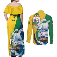 Personalized Saint Vincent and the Grenadines Sailing Couples Matching Off Shoulder Maxi Dress and Long Sleeve Button Shirt Caribbean Sailing