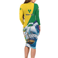 Personalized Saint Vincent and the Grenadines Sailing Family Matching Long Sleeve Bodycon Dress and Hawaiian Shirt Caribbean Sailing