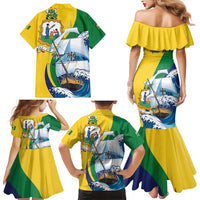Personalized Saint Vincent and the Grenadines Sailing Family Matching Mermaid Dress and Hawaiian Shirt Caribbean Sailing