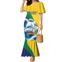 Personalized Saint Vincent and the Grenadines Sailing Family Matching Mermaid Dress and Hawaiian Shirt Caribbean Sailing