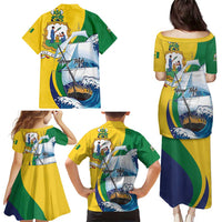 Personalized Saint Vincent and the Grenadines Sailing Family Matching Puletasi and Hawaiian Shirt Caribbean Sailing