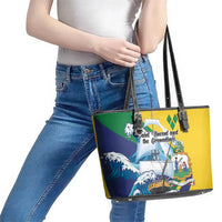 Saint Vincent and the Grenadines Sailing Leather Tote Bag Caribbean Sailing