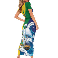 Personalized Saint Vincent and the Grenadines Sailing Short Sleeve Bodycon Dress Caribbean Sailing