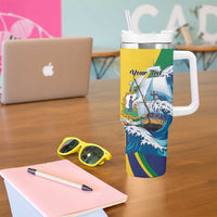 Personalized Saint Vincent and the Grenadines Sailing Tumbler With Handle Caribbean Sailing