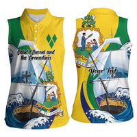 Personalized Saint Vincent and the Grenadines Sailing Women Sleeveless Polo Shirt Caribbean Sailing