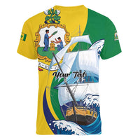 Personalized Saint Vincent and the Grenadines Sailing Women V-Neck T-Shirt Caribbean Sailing