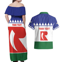 Personalised Bonaire Rincon Couples Matching Off Shoulder Maxi Dress and Hawaiian Shirt Flag Stylized