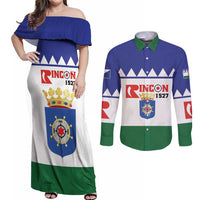 Personalised Bonaire Rincon Couples Matching Off Shoulder Maxi Dress and Long Sleeve Button Shirt Flag Stylized