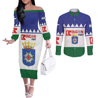 Personalised Bonaire Rincon Couples Matching Off The Shoulder Long Sleeve Dress and Long Sleeve Button Shirt Flag Stylized