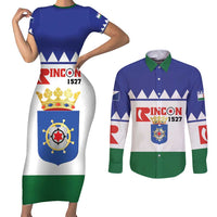 Personalised Bonaire Rincon Couples Matching Short Sleeve Bodycon Dress and Long Sleeve Button Shirt Flag Stylized