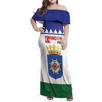 Personalised Bonaire Rincon Family Matching Off Shoulder Maxi Dress and Hawaiian Shirt Flag Stylized