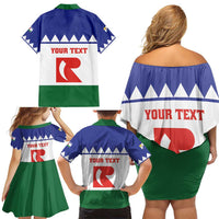 Personalised Bonaire Rincon Family Matching Off Shoulder Short Dress and Hawaiian Shirt Flag Stylized