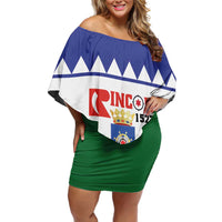 Personalised Bonaire Rincon Family Matching Off Shoulder Short Dress and Hawaiian Shirt Flag Stylized