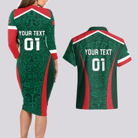 Personalized Mexico 2024 Football Couples Matching Long Sleeve Bodycon Dress and Hawaiian Shirt El Tri Go Champion - Wonder Print Shop