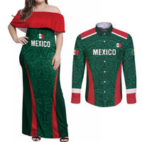 Personalized Mexico 2024 Football Couples Matching Off Shoulder Maxi Dress and Long Sleeve Button Shirt El Tri Go Champion - Wonder Print Shop