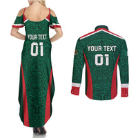 Personalized Mexico 2024 Football Couples Matching Summer Maxi Dress and Long Sleeve Button Shirt El Tri Go Champion - Wonder Print Shop