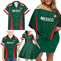Personalized Mexico 2024 Football Family Matching Off Shoulder Short Dress and Hawaiian Shirt El Tri Go Champion - Wonder Print Shop