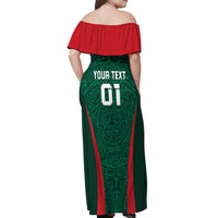 Personalized Mexico 2024 Football Off Shoulder Maxi Dress El Tri Go Champion - Wonder Print Shop