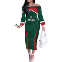 Personalized Mexico 2024 Football Off The Shoulder Long Sleeve Dress El Tri Go Champion - Wonder Print Shop