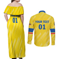 Personalized Ecuador 2024 Football Couples Matching Off Shoulder Maxi Dress and Long Sleeve Button Shirt Come On La Tri - Wonder Print Shop
