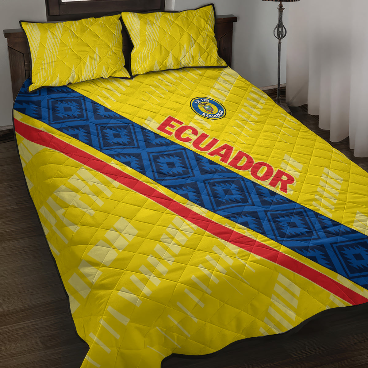 Ecuador 2024 Football Quilt Bed Set Come On La Tri
