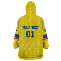 Personalized Ecuador 2024 Football Wearable Blanket Hoodie Come On La Tri - Wonder Print Shop