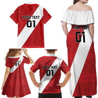 Personalized Peru 2024 Football Family Matching Off Shoulder Maxi Dress and Hawaiian Shirt Come On La Bicolor - Wonder Print Shop