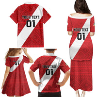 Personalized Peru 2024 Football Family Matching Puletasi and Hawaiian Shirt Come On La Bicolor - Wonder Print Shop