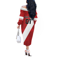 Personalized Peru 2024 Football Off The Shoulder Long Sleeve Dress Come On La Bicolor - Wonder Print Shop