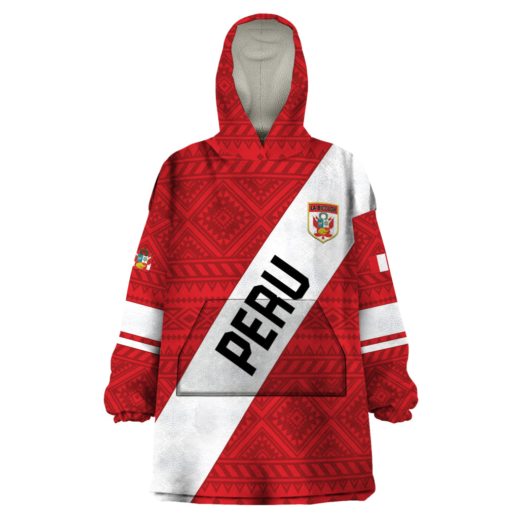 Personalized Peru 2024 Football Wearable Blanket Hoodie Come On La Bicolor