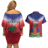 Personalized Haiti 509 Couples Matching Off Shoulder Short Dress and Hawaiian Shirt Repiblik d Ayiti