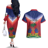 Personalized Haiti 509 Couples Matching Off The Shoulder Long Sleeve Dress and Hawaiian Shirt Repiblik d Ayiti