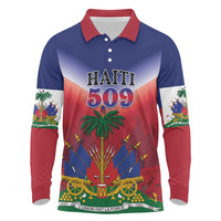 Personalized Haiti 509 Long Sleeve Polo Shirt Repiblik d Ayiti