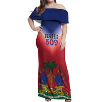 Personalized Haiti 509 Off Shoulder Maxi Dress Repiblik d Ayiti
