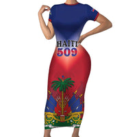 Personalized Haiti 509 Short Sleeve Bodycon Dress Repiblik d Ayiti