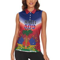 Personalized Haiti 509 Women Sleeveless Polo Shirt Repiblik d Ayiti