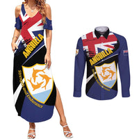 Personalised Anguilla Couples Matching Summer Maxi Dress and Long Sleeve Button Shirt Strength and Endurance Grunge