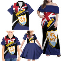 Personalised Anguilla Family Matching Off Shoulder Maxi Dress and Hawaiian Shirt Strength and Endurance Grunge