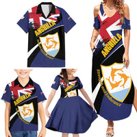 Personalised Anguilla Family Matching Summer Maxi Dress and Hawaiian Shirt Strength and Endurance Grunge