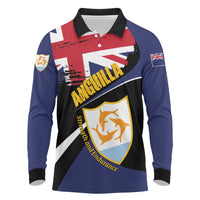 Personalised Anguilla Long Sleeve Polo Shirt Strength and Endurance Grunge