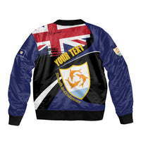 Personalised Anguilla Sleeve Zip Bomber Jacket Strength and Endurance Grunge