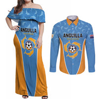 Custom Anguilla Football Couples Matching Off Shoulder Maxi Dress and Long Sleeve Button Shirt Come On Soccer Dolphins
