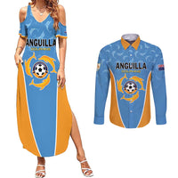 Custom Anguilla Football Couples Matching Summer Maxi Dress and Long Sleeve Button Shirt Come On Soccer Dolphins