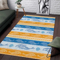 Anguilla Dolphins Pattern Area Rug Orange And Blue