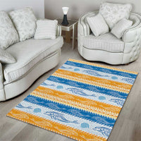 Anguilla Dolphins Pattern Area Rug Orange And Blue
