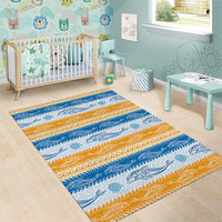 Anguilla Dolphins Pattern Area Rug Orange And Blue