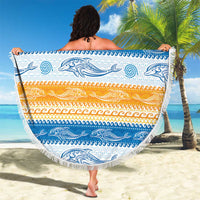 Anguilla Dolphins Pattern Beach Blanket Orange And Blue