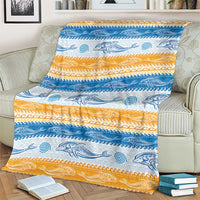 Anguilla Dolphins Pattern Blanket Orange And Blue