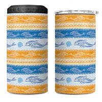 Anguilla Dolphins Pattern 4 in 1 Can Cooler Tumbler Orange And Blue