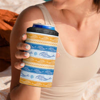 Anguilla Dolphins Pattern 4 in 1 Can Cooler Tumbler Orange And Blue